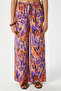Women's Hilda Purple Orange Waist Elastic 100% Viscose Summer Trousers - 3