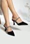 Chev Black Stone Heeled Women's Shoes - 4