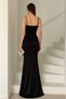 Women's Diver Fabric V-Neck Slit Detailed Maxi Dress, Evening Dress-Graduation Dress - 2