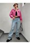 Crop denim pembe kor ceket - 3