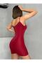 Women's Burgundy Rope Strap Front Back V-Neck Detailed Sports Jumpsuit - 5