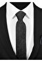 Anthracite Black Patterned Tie and Pocket Square Set – 7 cm - 2