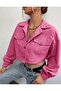 Crop denim pembe kor ceket - 2