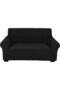 High Stretch 2 Seater Sofa Cover 140-175cm Size Black