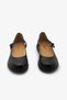 Black Genuine Leather Buckle Women's Ballerina Shoes - 3