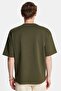 Men's Oversize Wide Cut Cotton Printed Crew Neck Khaki T-Shirt - 5