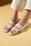 Women's Ballerinas Beige Floral Embroidered Lightweight Comfortable Sole Stylish Casual Shoes