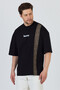 Men's Front Wide Garnished T-Shirt Oversize - 3
