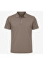 Men's Dark Beige Cotton Polo Neck T-Shirt - 2