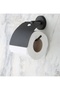 Black Round Towel Holder Wide Lid Toilet Roll Holder - 2