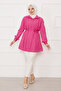 Boydan Hidden Buttoned Pleated Detailed Hijab Shirt Fuchsia