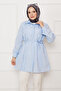 Boydan Hidden Button Pleated Detailed Hijab Shirt Baby Blue - 4