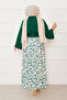 Shirt with Self-Tie Wide-Sleeved Skirt Suit Emerald - 5