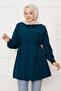 Height-Length Hidden Button Pleat Detail Modest Shirt Petrol - 2