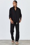 Premium New Season Men's Summer Comfortable Fit Shirt & Pants Bottom Top Black Linen Suit Ls-3298 - 7