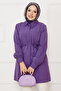Boydan Hidden Buttoned Pleated Detailed Hijab Shirt Purple - 3