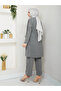 Honeycomb Fabric Women's Mom Suit with Striped Stone Pants - 7