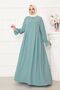 Half Zipper Hijab Dress Mint