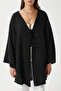 Women's Sandra 100% Cotton Muslin Lace-Up Black Kimono - 3