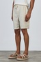 Premium Men's Elastic Waist 100% Cotton White Striped Ecru Woven Shorts Ls-93111 - 5