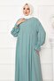 Half Zipper Hijab Dress Mint - 2