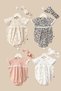 Baby Girl 3 Piece Summer Romper with Socks Bandana Newborn Jumpsuit Body Baby Gift - 5