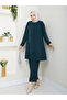 Honeycomb Fabric Women's Mom Suit with Striped Stone Pants - 2