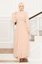 Organza Sleeves Hijab Evening Dress Beige - 5