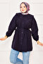 Double Collared, Tie-Waist Hijab Shirt, Navy Blue - 3
