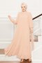 Organza Sleeves Hijab Evening Dress Beige - 4