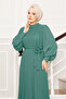 Organza Sleeves Hijab Evening Dress Green - 2