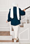 Shoulder Detailed Hidden Button Hijab Shirt Petrol - 4