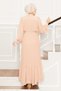 Organza Sleeves Hijab Evening Dress Beige - 6