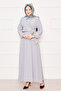 Side Tie Elastic Waist Hijab Dress Gray - 3
