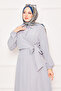 Side Tie Elastic Waist Hijab Dress Gray - 2