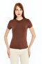 Women's Brown Round Neck Short Sleeve Viscose Blouse - 5