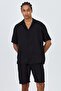 Premium Men's Woven Shirt & Shorts Black Bottom Top Set Ls-5605 - 7