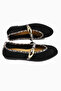 Genuine Leather Aliana Black Suede Buckle Leopard Detailed Women's Ballerinas - 8