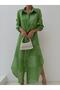 Women's Satin Text Patterned Shirt Dress - 2