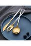 A Personality Modern Gold White Stainless Steel 3 Piece Round Form Luxury Cutlery Knife Spoon Set - 3