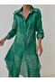 Women's Satin Text Patterned Shirt Dress - 3