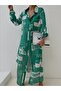 Women's Satin Chiffon Patterned Shirt Dress - 2