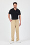 Men's Light Cream Elastic Waist 100% Cotton Trousers - 2