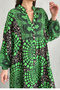 Women's Green Button Detailed Placket Neckline Ethnic Print Balloon Sleeve Loose Long Dress - 5