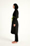 Black Full Covered Hijab Swimsuit with Tulle Detail, Adjustable Drawstring M2506-1 - 6