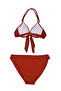 Glowzia Brick Color Brazilian Bow Detail Padded Support Push-Up Bikini Set - 2