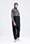 Water Repellent Parachute Hijab Swimsuit Black White - 3