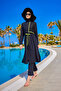Black Full Covered Hijab Swimsuit with Tulle Detail, Adjustable Drawstring M2506-1 - 4