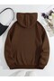 3 Yarn Brooklyn 1997 Thick Winter Sweatshirt - Brown Printed Oversize Hoodie with Raised Pockets - 2
