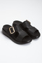 Women's Black Extra Soft Sole Comfort Buckle Slippers - 4